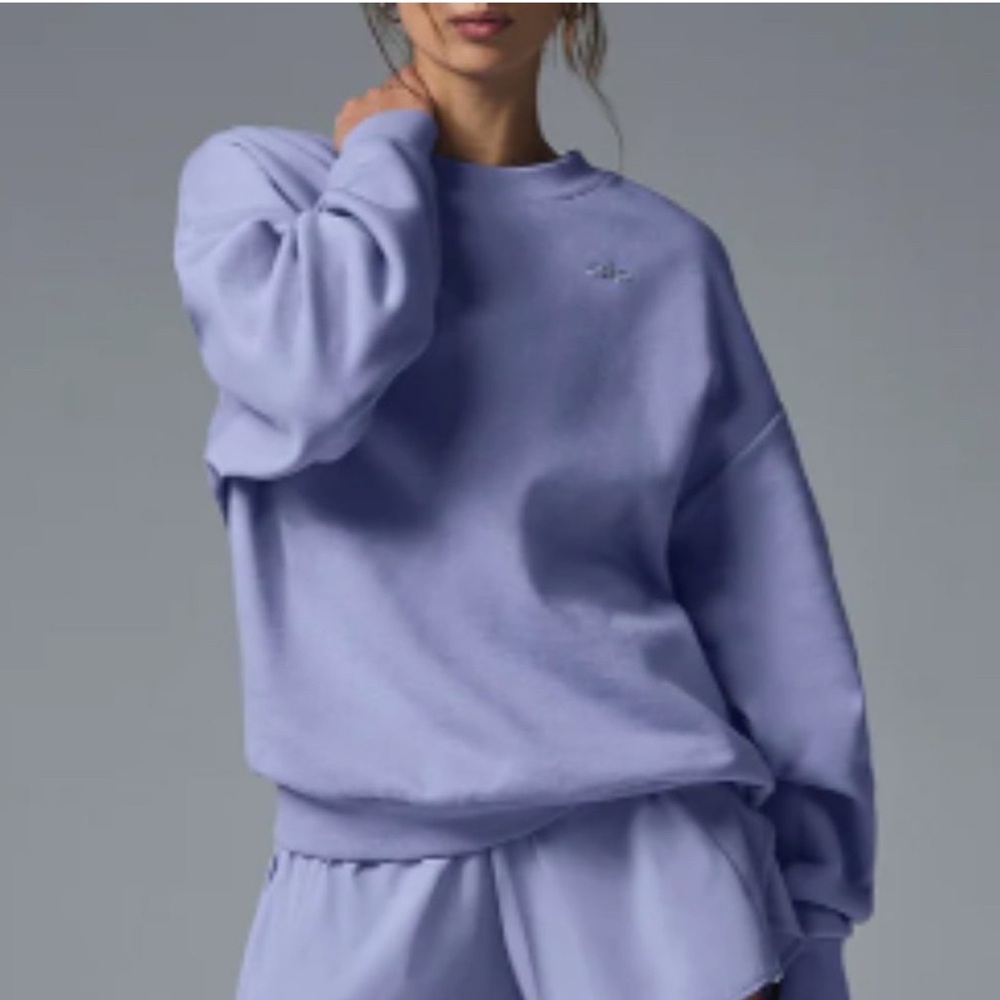 ALO ACCOLADE CREW NECK PULLOVER LILAC BLUE MEDIUM - NWOT